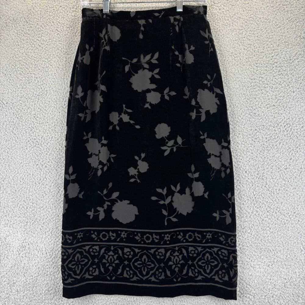 VTG Talbots Maxi Skirt 8 Silk Velvet Burnout Floral Whimsygoth Feminine Cocktail